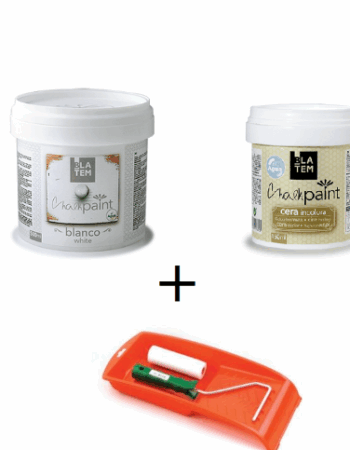 Kit pintura a la tiza+cera+bandeja+mini rodillo
