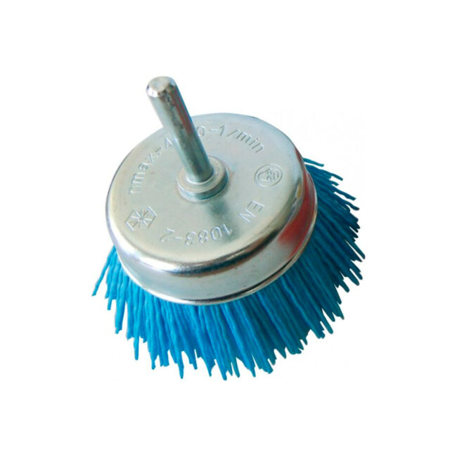 Cepillo de nylon 75mm con eje para taladro
